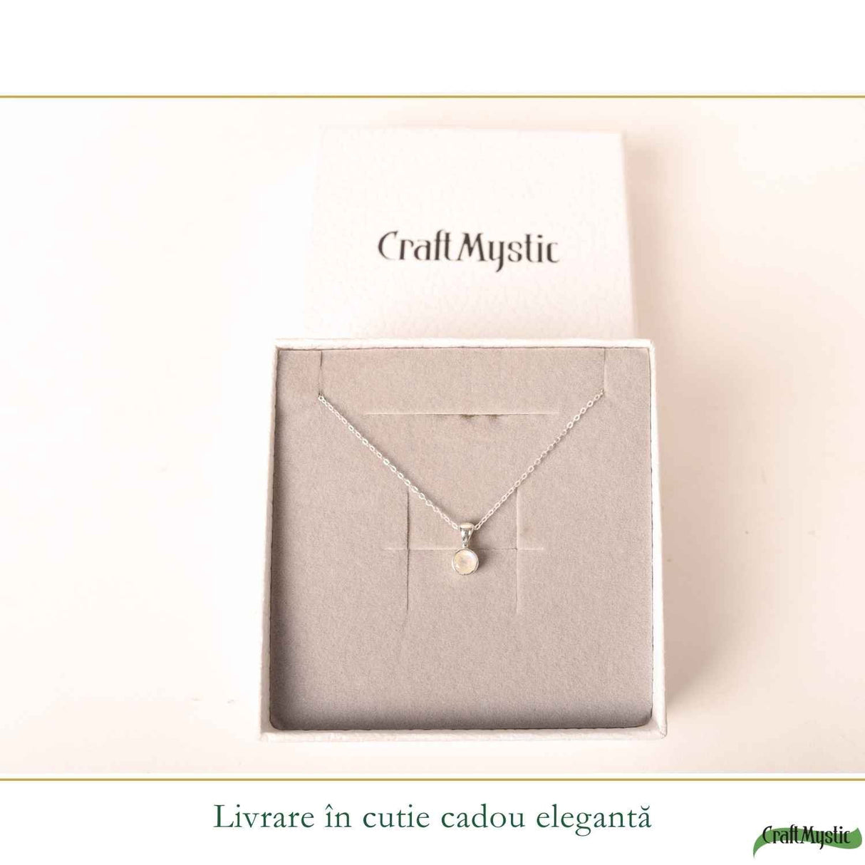 Colier Argint 925 cu Piatra Lunii Rotund – Echilibru si Intuitie Zilnica