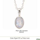 Colier Argint 925 cu Piatra Lunii Oval – Intuitie si Echilibru Interior