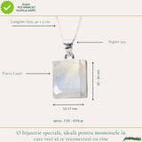 Colier Argint 925 cu Piatra Lunii Patrat – Echilibru si Intuitie Naturala