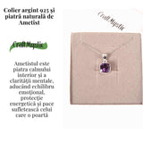 Colier Argint 925 cu Ametist Fatetat - Claritate, Protectie si Liniste Interioara