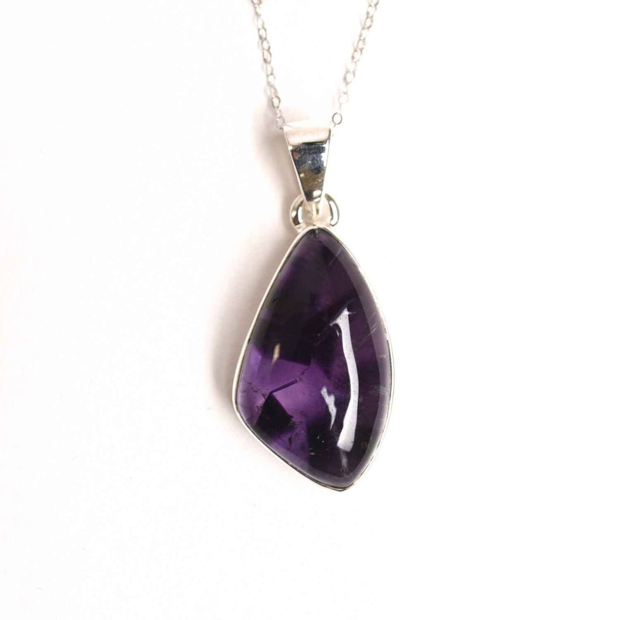 Colier argint 925 cu piatra naturala Atomic Trapiche Amethyst forma marquise - Intuitie si Protectie Spirituala