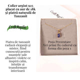 Colier Argint 925 placat cu Aur 18K si Tanzanit Lacrima - Claritate si Renastere Spirituala