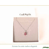 Colier argint 925 cu Topaz Roz forma de dreptunghi – Iubire si echilibru emotional
