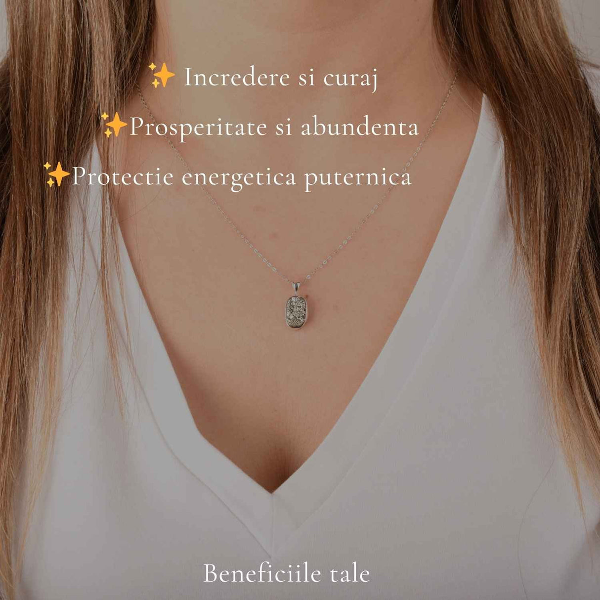 Colier argint 925 cu Pirita neuniform – Prosperitate si protectie energetica