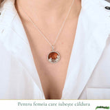 Colier argint 925 rotund cu chihlimbar natural - Energie solara si echilibru