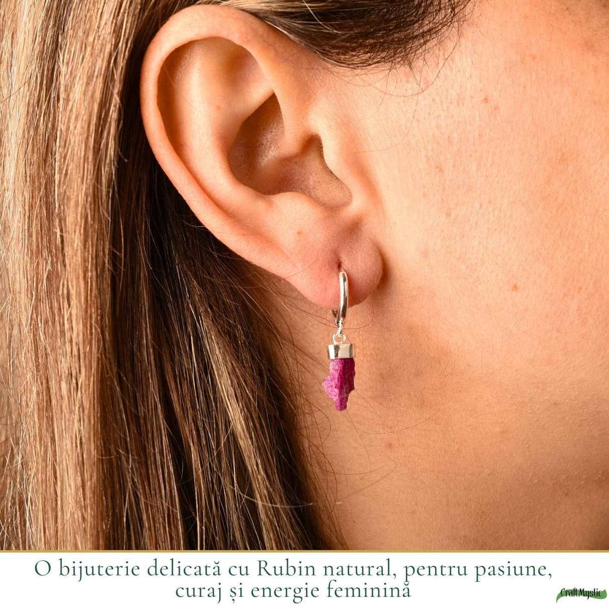 Cercei cu Rubin Brut Natural din Argint 925 – Energie si incredere Feminina