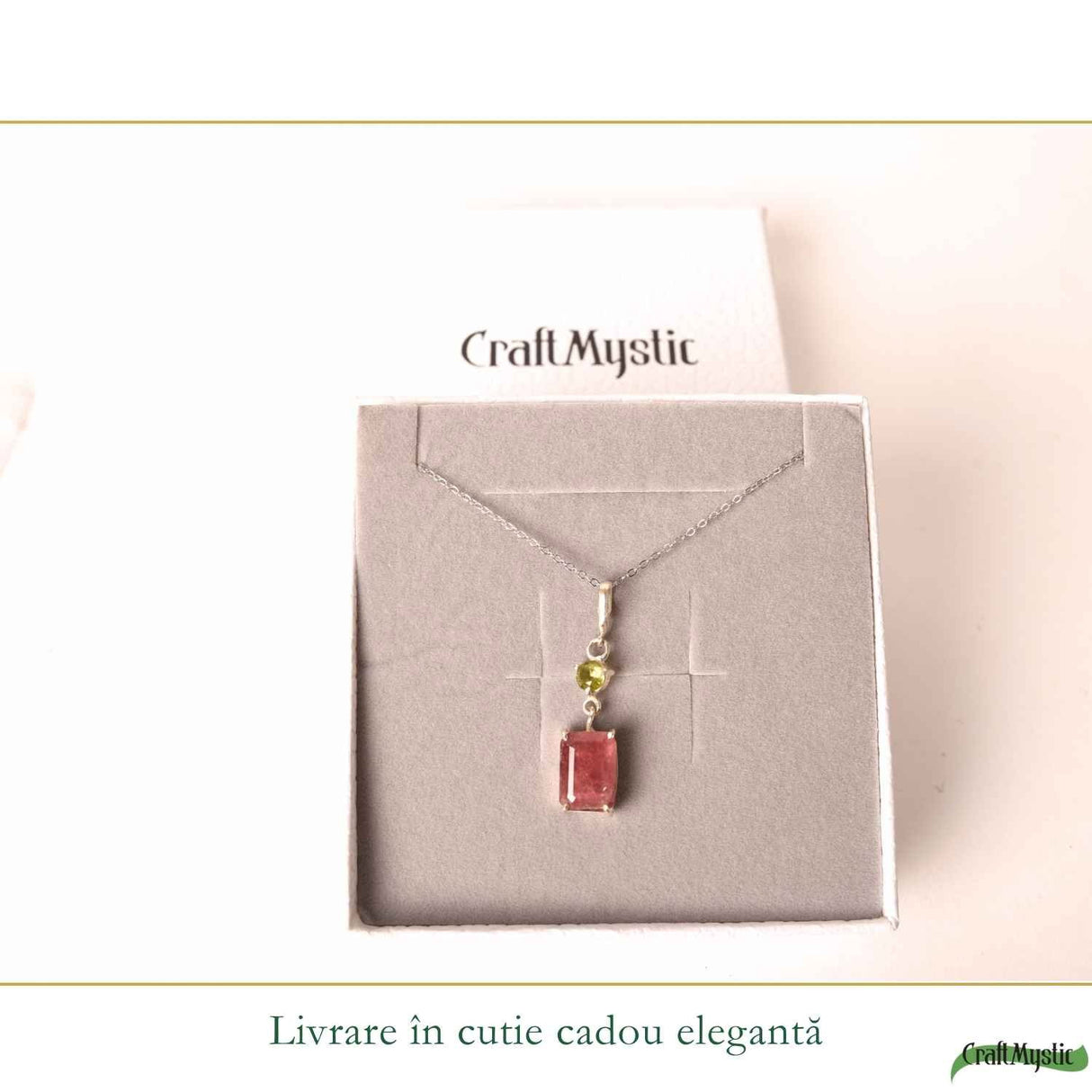 Colier Argint 925 cu Rubin si Turmalina Verde Naturala – Dragoste si Echilibru