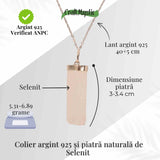 Colier Argint 925 cu Selenit Brut - Lumina Purificarii si Claritatii Interioare