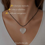 Colier cu Selenit Natural in Forma de Inima – Puritate, Lumina si Armonie Interioara