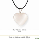 Colier cu Selenit Natural in Forma de Inima – Puritate, Lumina si Armonie Interioara