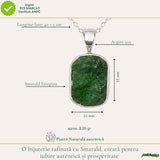 Colier Argint 925 cu Smarald Etiopian Dreptunghi – Prosperitate si Echilibru Interior