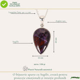 Colier Argint 925 cu Sugilit Lacrima – Protectie Emotionala si Echilibru Spiritual