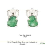 Cercei Argint 925 cu Smarald Brut Natural – Energie Verde si Eleganta Autentica