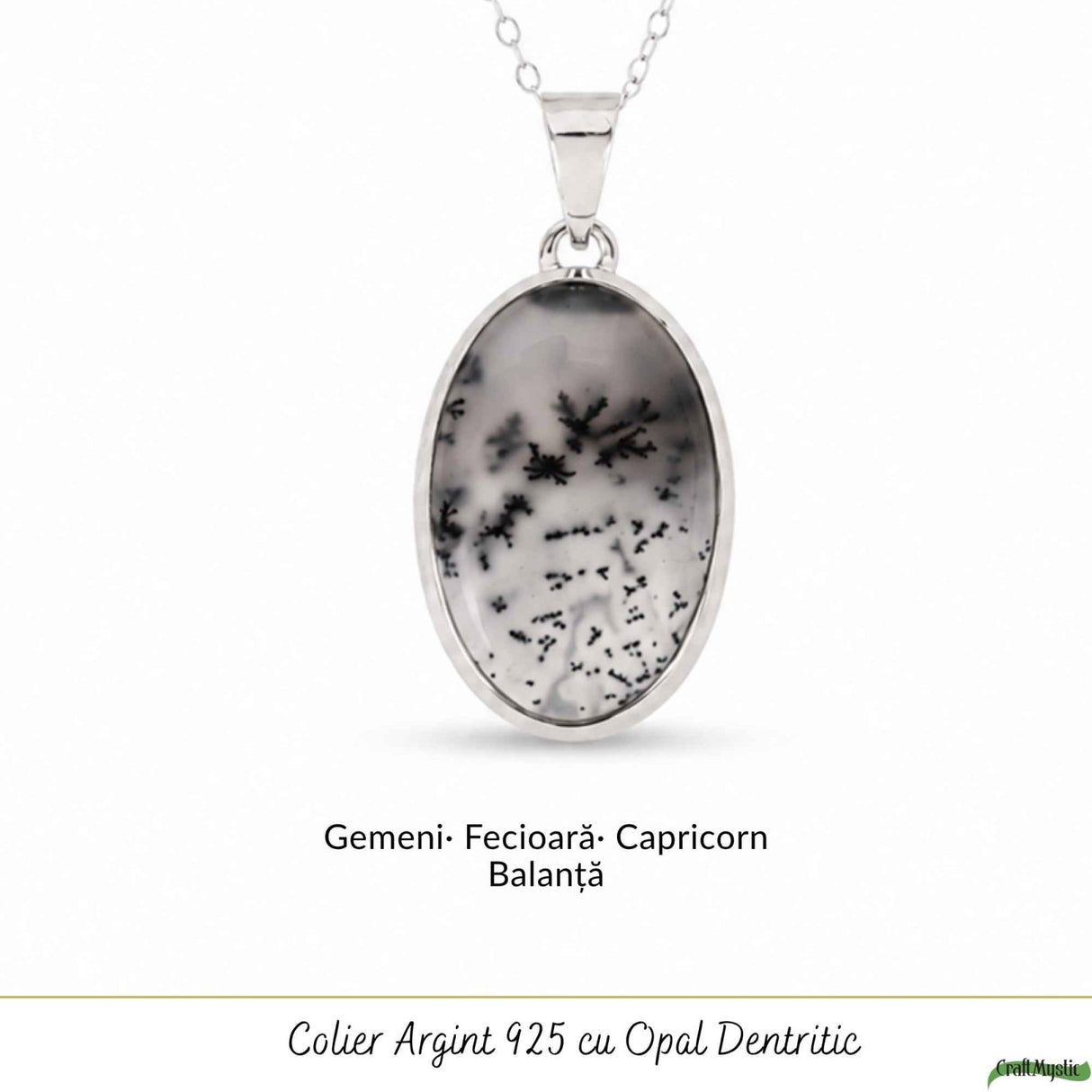 Colier argint 925 cu Opal Dendritic oval – Claritate si echilibru interior
