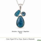 Colier argint 925 cu Topaz Albastru, Apatit si Shattuckit – Claritate si intuitie