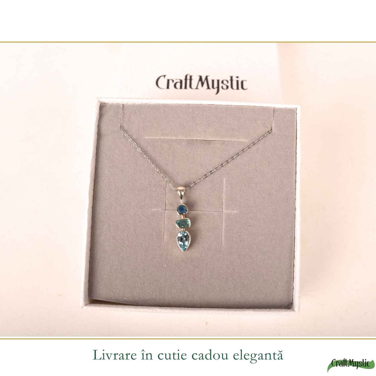 Colier argint 925 cu Topaz Albastru si Apatit – Claritate si comunicare