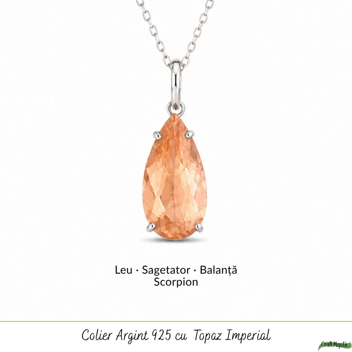 Colier Argint 925 cu Topaz Imperial Lacrima – Abundenta si incredere in Tine