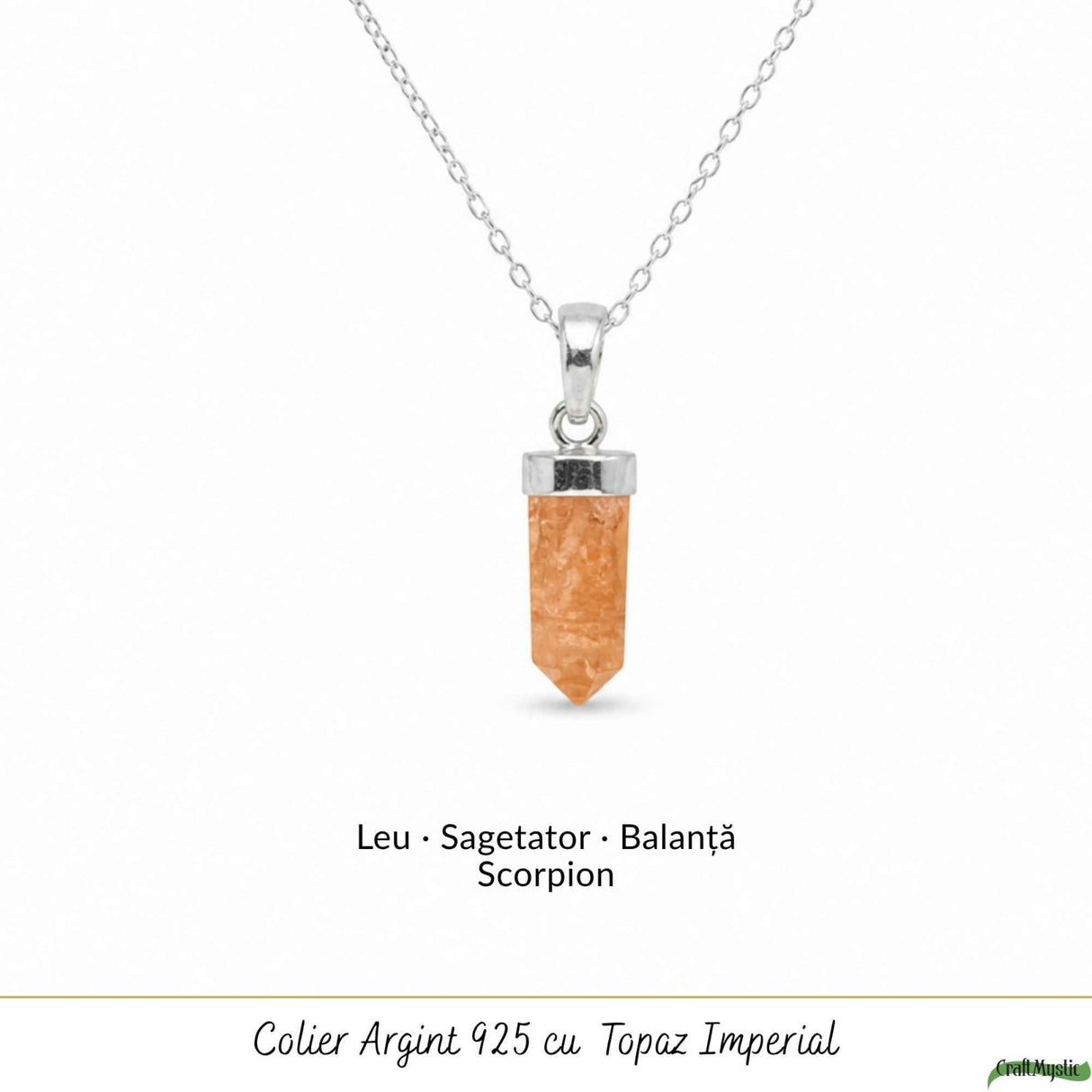 Colier Argint 925 cu Topaz Imperial Varf – Claritate si incredere Interioara