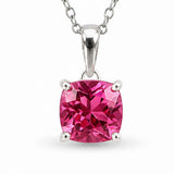 Colier Argint 925 cu Topaz Roz Patrat – Echilibru Emotional si Iubire de Sine