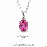 Colier argint 925 cu Topaz Roz forma oval – Iubire si echilibru emotional