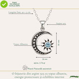 Colier argint 925 cu Topaz Albastru soare si semiluna – Claritate si echilibru