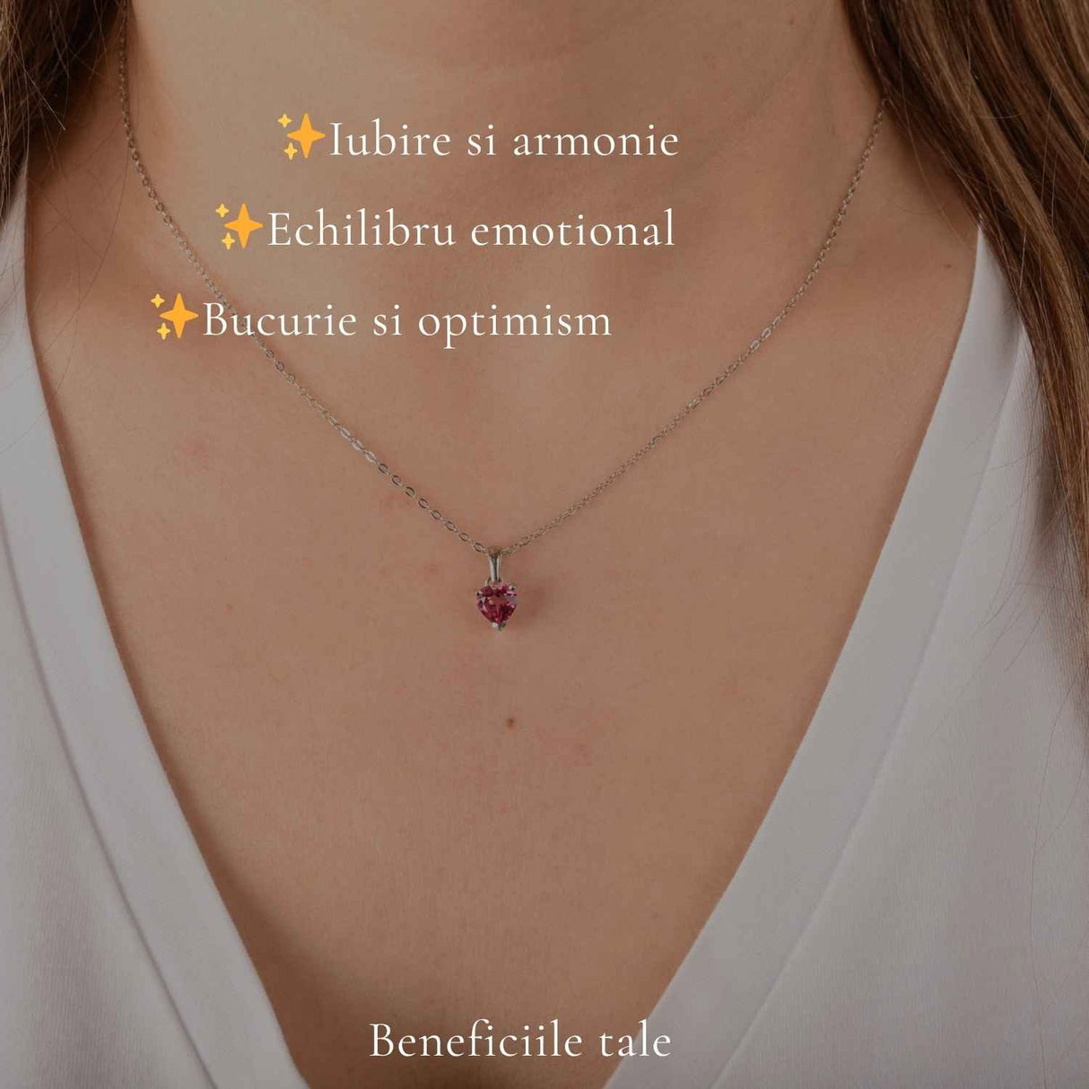 Colier argint 925 cu Topaz Roz forma de inima – Iubire si armonie