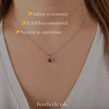 Colier argint 925 cu Topaz Roz forma de inima – Iubire si armonie