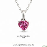 Colier argint 925 cu Topaz Roz forma de inima – Iubire si armonie