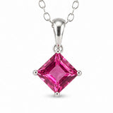 Colier argint 925 cu Topaz Roz forma de patrat – Iubire si echilibru emotional