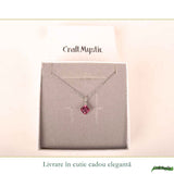 Colier argint 925 cu Topaz Roz forma de patrat – Iubire si echilibru emotional