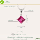 Colier argint 925 cu Topaz Roz forma de patrat – Iubire si echilibru emotional