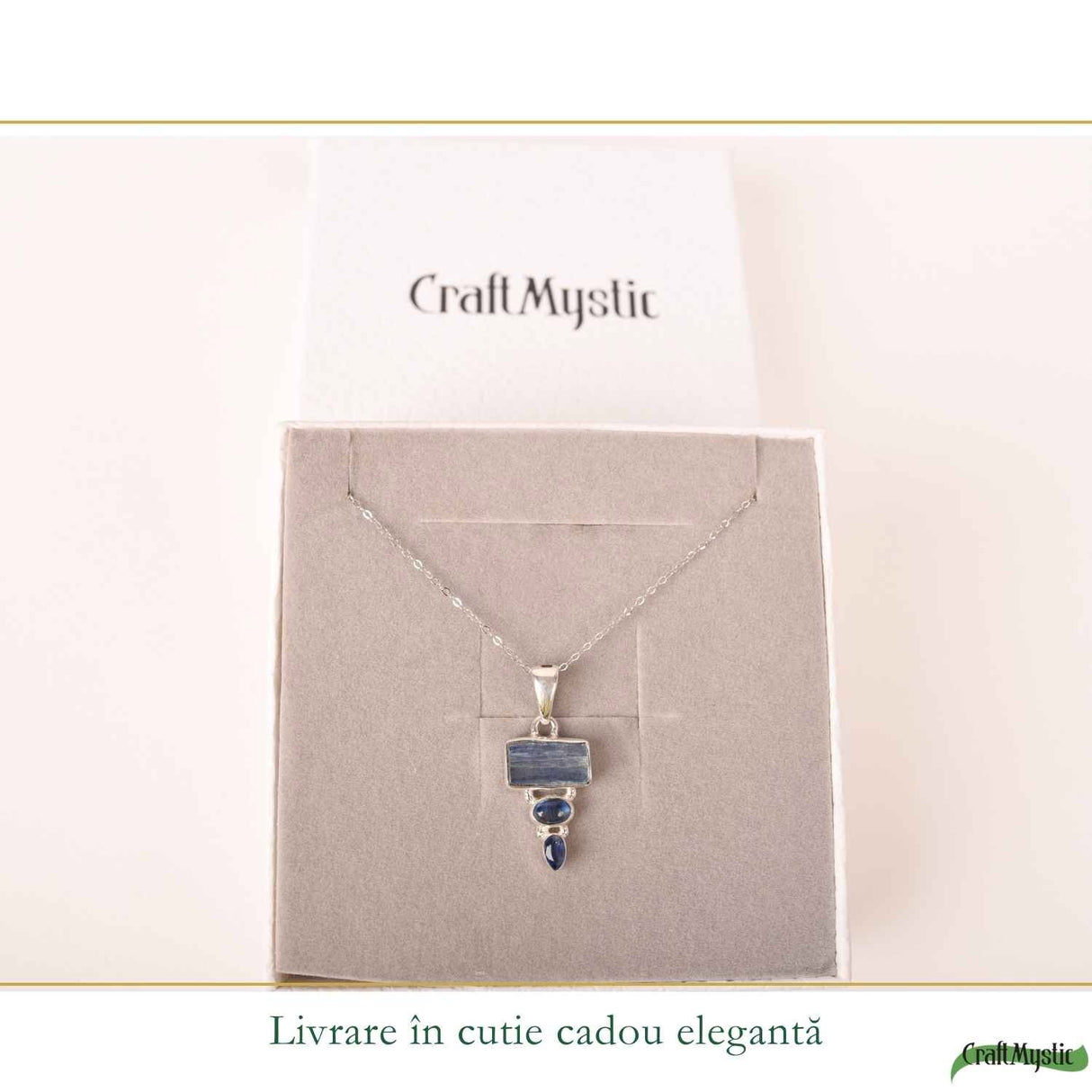 Colier Argint 925 cu Triplu Kianit Albastru – Claritate si Echilibru Interior