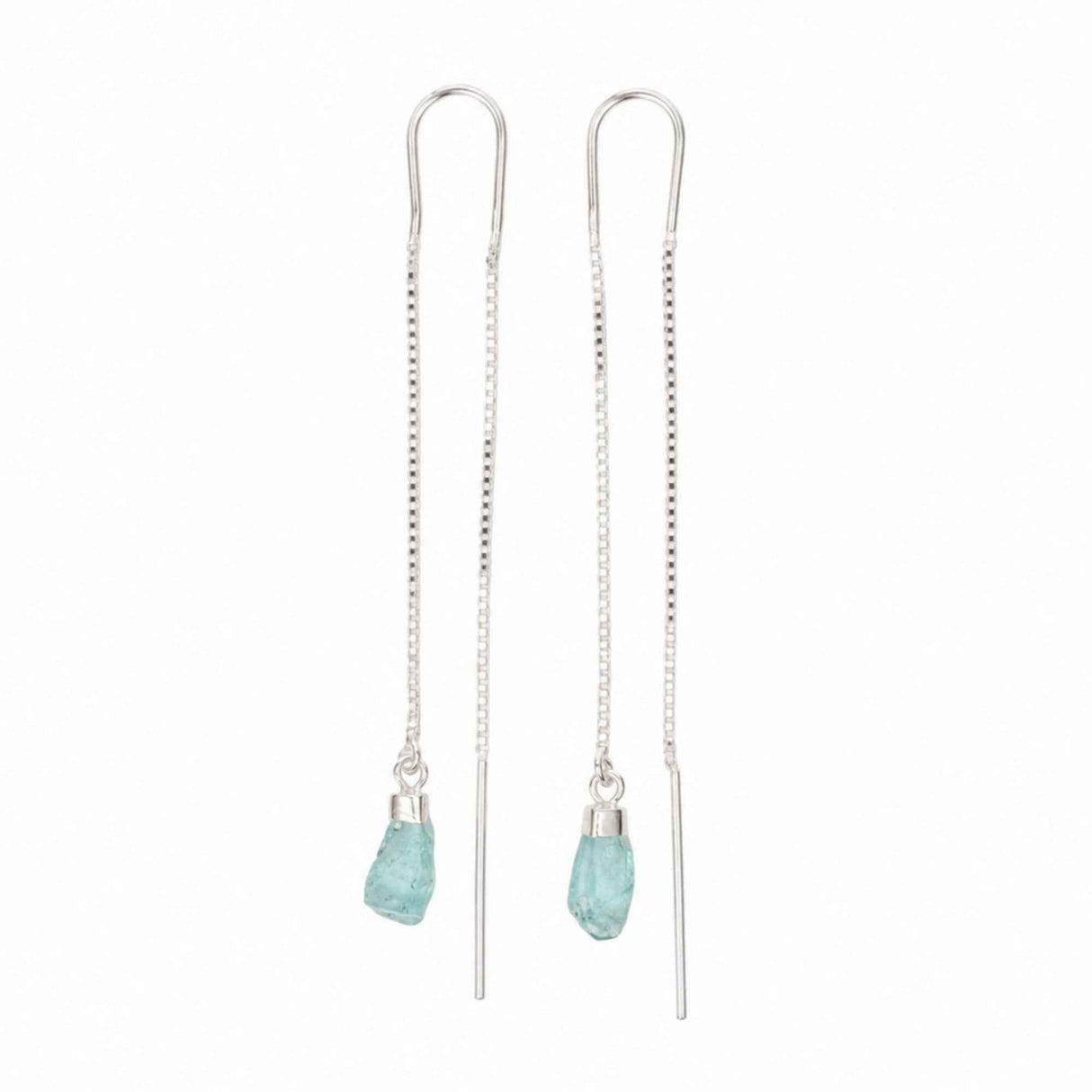 Cercei Lungi Argint 925 cu Apatit Brut Natural – Claritate si Energie Feminina