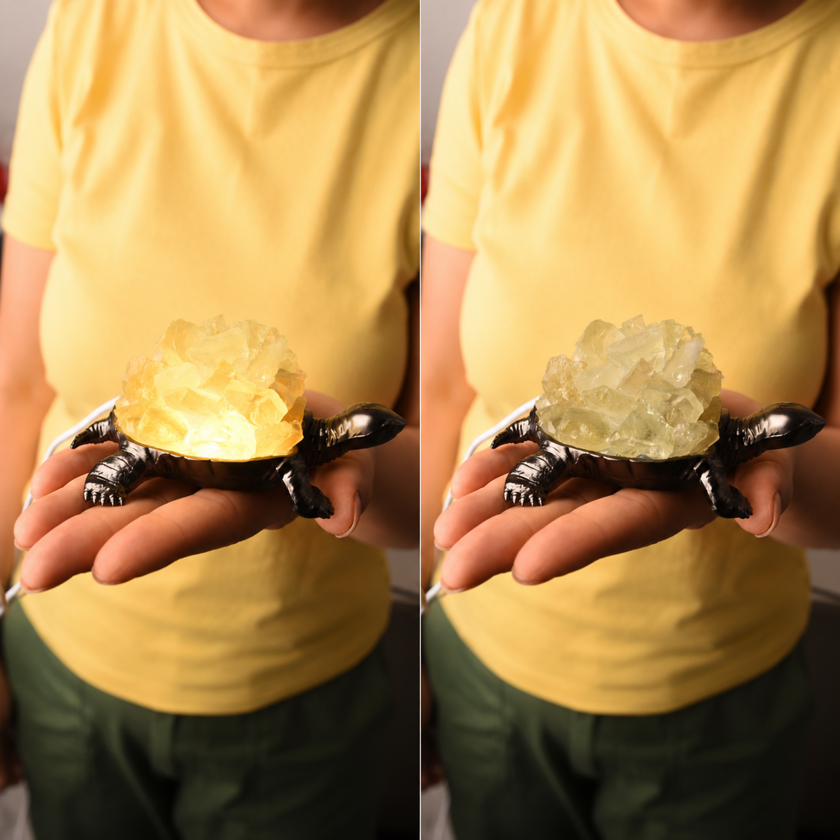 Lampa cu Citrin Natural in Forma de Broasca Testoasa – Prosperitate si Energie Pozitiva