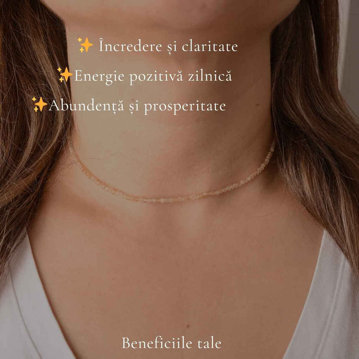 Colier Fin la Baza Gatului Tip Choker cu Citrin Fatetat – Abundenta si Energie Pozitiva