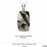 Colier Argint 925 cu Turmalina Verde si Cuart forma Dreptunghi – Echilibru si Claritate