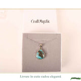 Colier argint 925 cu Turcoaz si Pirita lacrima – protectie si incredere feminina