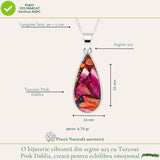 Colier Argint 925 cu Turcoaz Pink Dahlia Lacrima – Creativitate si Energie Pozitiva