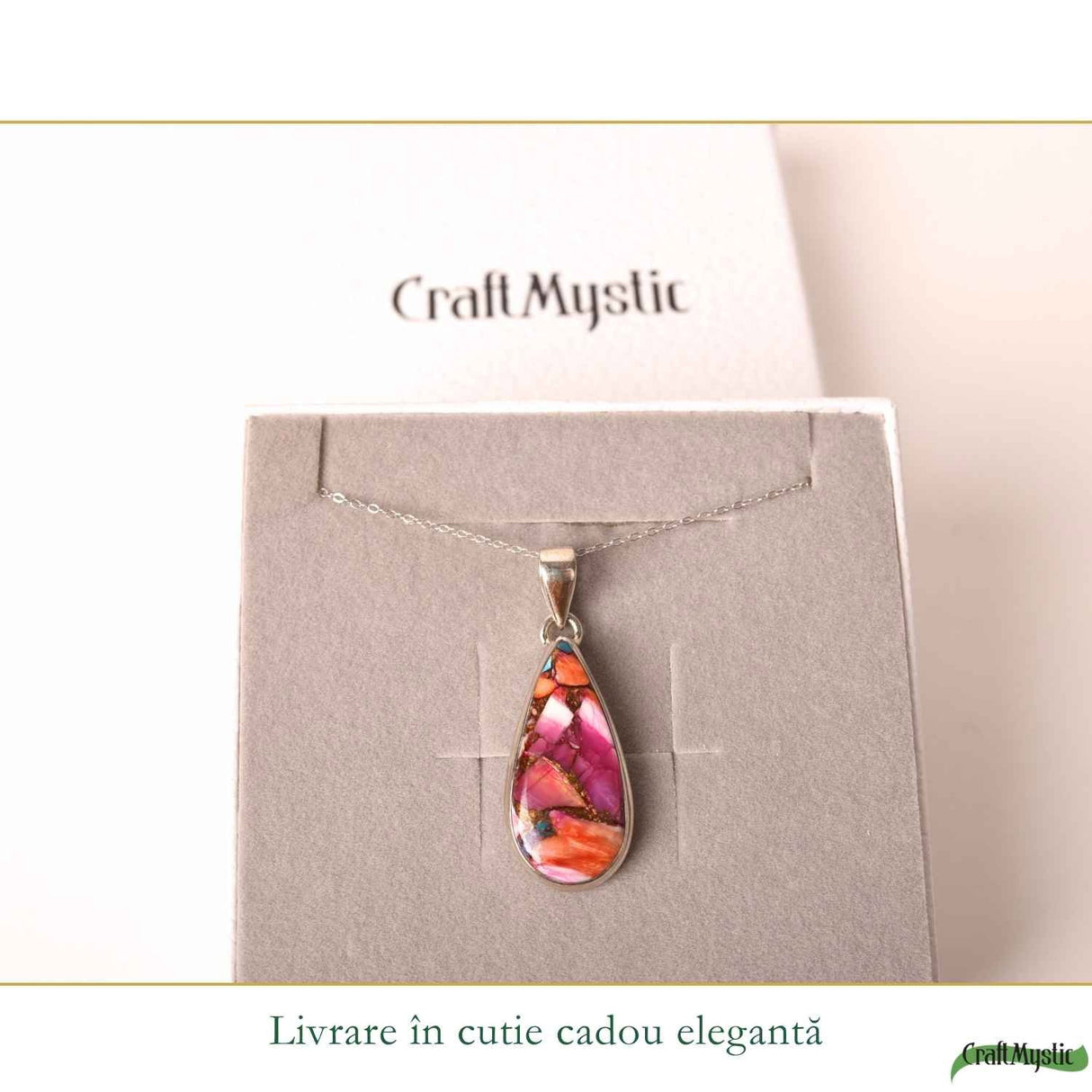 Colier Argint 925 cu Turcoaz Pink Dahlia Lacrima – Creativitate si Energie Pozitiva