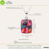 Colier Argint 925 cu Turcoaz Pink Dahlia Dreptunghi – Energie si Creativitate