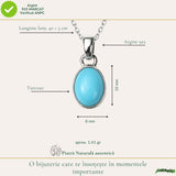 Colier argint 925 cu Turcoaz oval – Calm si echilibru interior