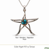 Colier argint 925 cu Turcoaz Spinny Oyster stea – inspiratie si protectie interioara
