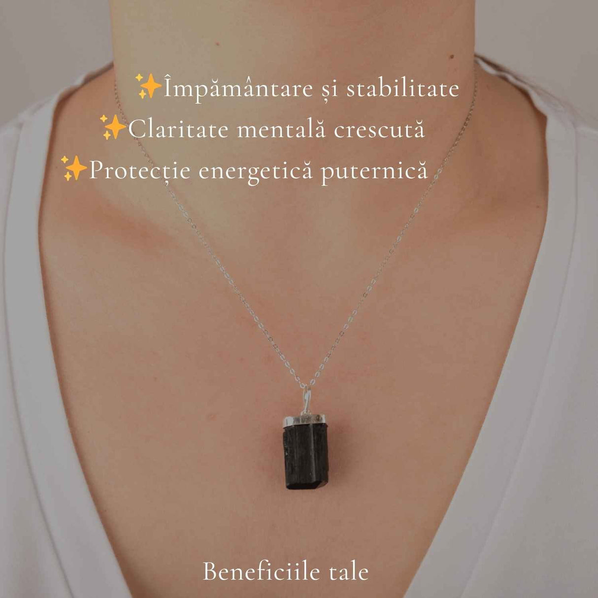 Colier Argint 925 cu Turmalina Neagra Bruta – Protectie si Stabilitate Interioara
