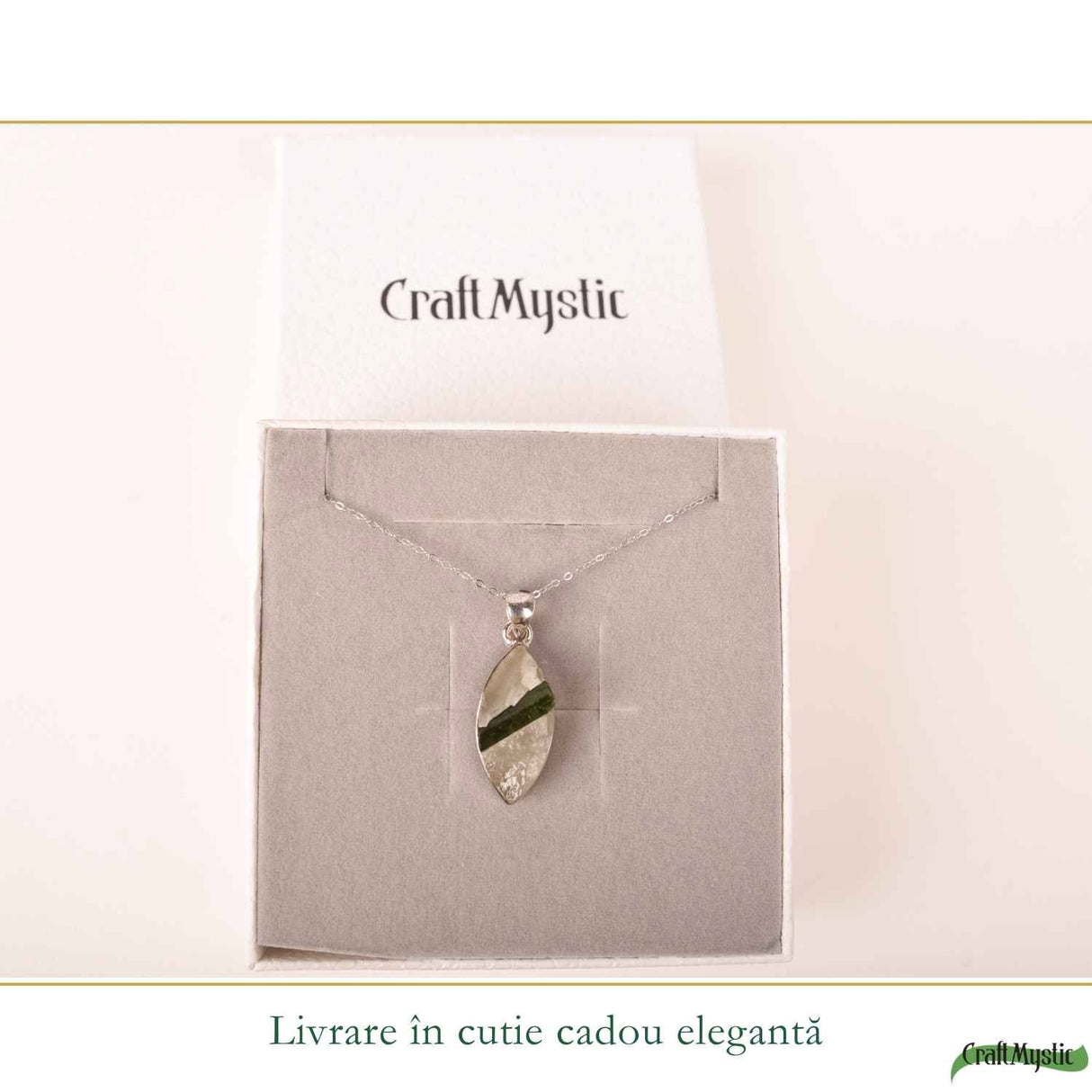 Colier Argint 925 cu Turmalina Verde si Cuart Delicat – Energie si Echilibru