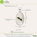 Colier Argint 925 cu Turmalina Verde si Cuart Oval – Armonie si Energie Pozitiva
