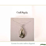 Colier Argint 925 cu Turmalina Verde si Cuart Lacrima – Armonie si Claritate