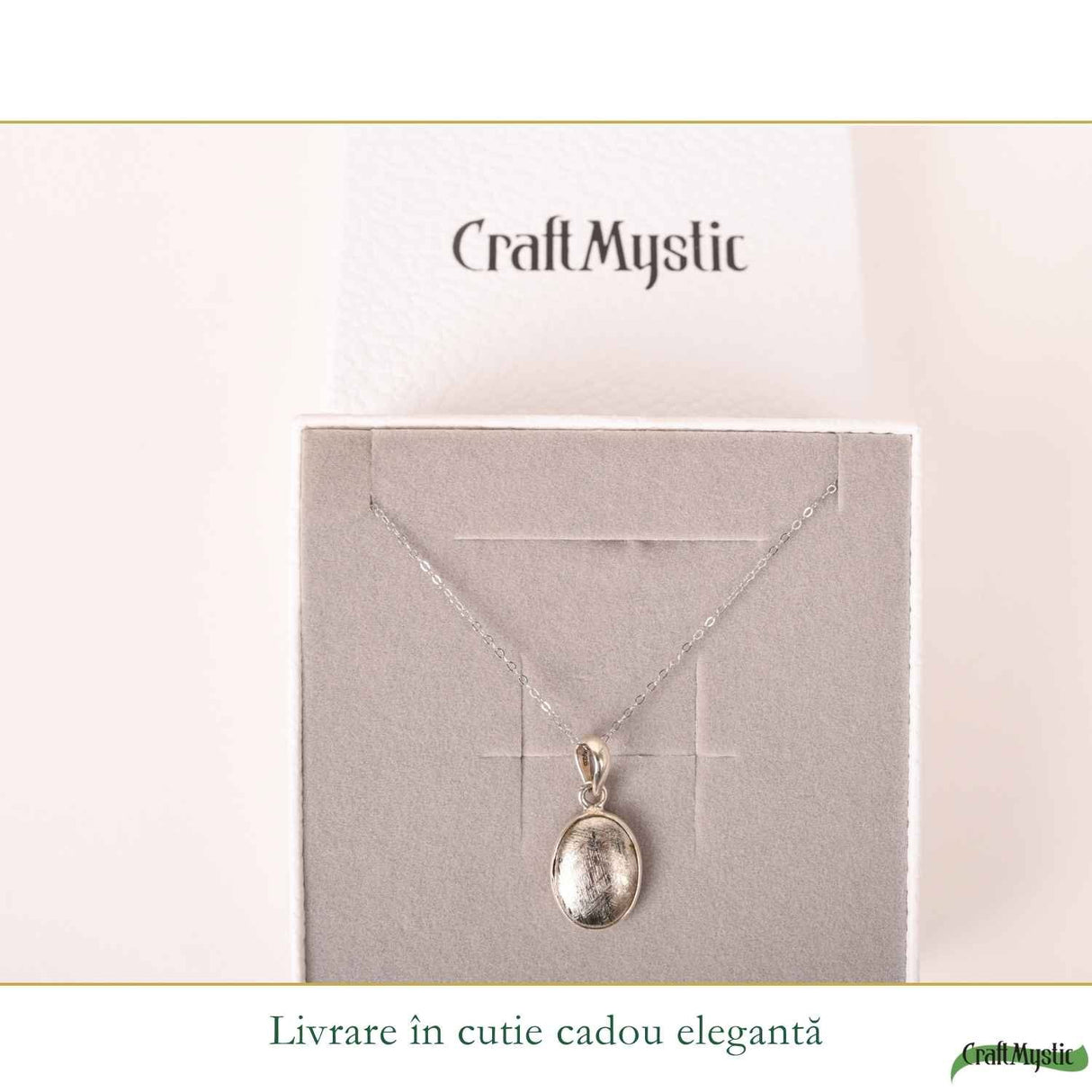Colier Argint 925 cu Meteorit Oval – Curaj si Energie Cosmica