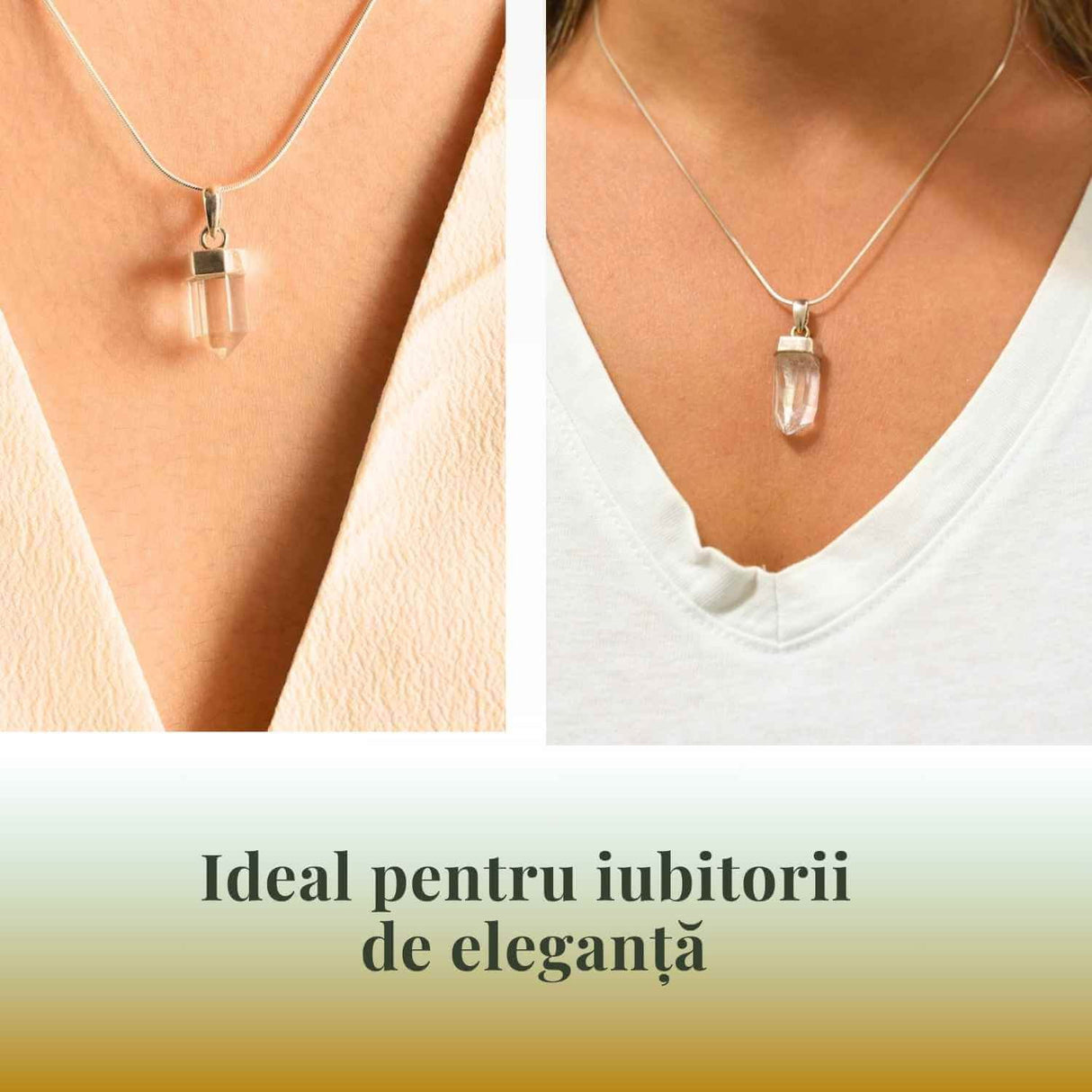Colier argint 925 cu varf cuart lemurian natural, unic si energizant