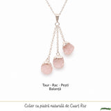 Colier cu Triplu Cuart Roz Brut Natural – Iubire, Armonie si Feminitate