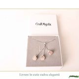 Colier cu Triplu Cuart Roz Brut Natural – Iubire, Armonie si Feminitate